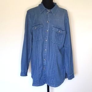 Soft Surroundings denim button front shirt long sleeve L